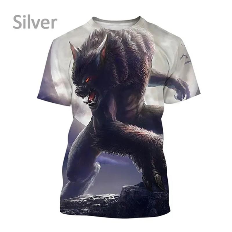 

Забавная футболка с короткими рукавами и 3D принтом оборотня, мужские классические футболки в стиле хип-хоп, уличная мешковатая удобная футболка, Ropa Hombres 2XL