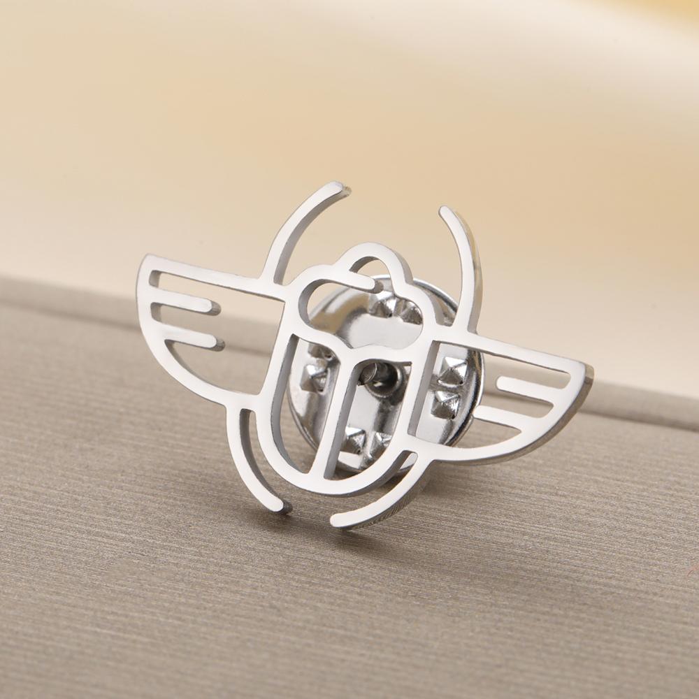Dawapara Ancient Egyptian Scarab Brooch Pin Egypt Animal Beetle Totem Protection and Blessing Talisman Stainless Steel Jewelry