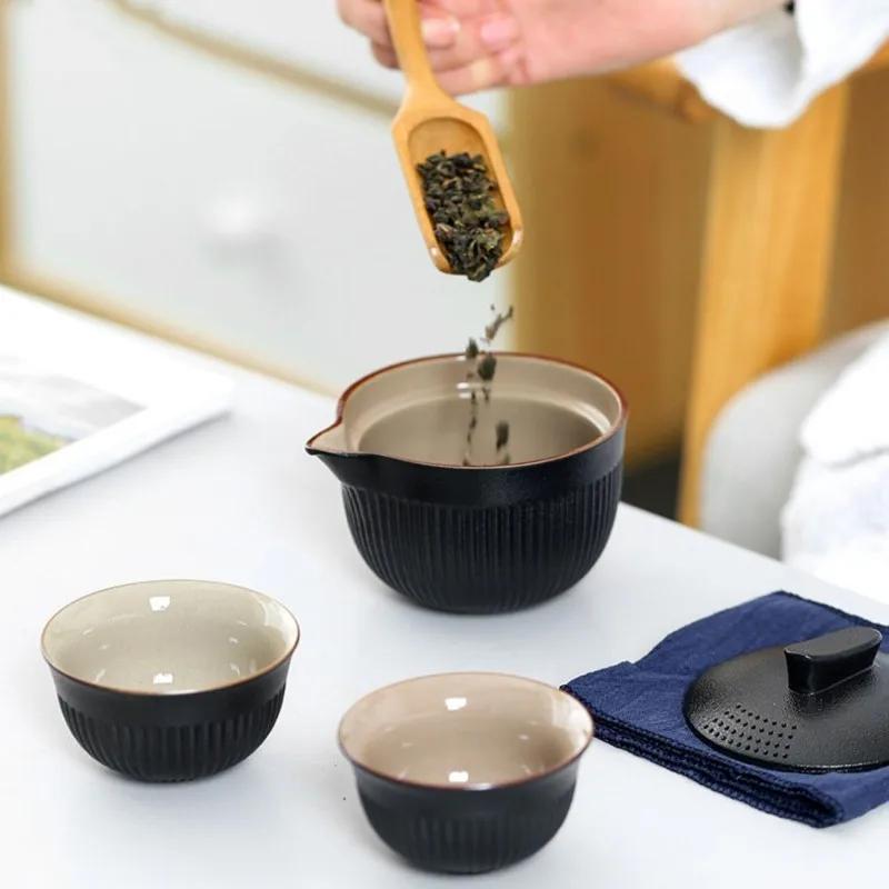 Travel Teaware Sets Ceramic Outdoor Camping Tea Making Tools with Portable Storage Bag Personalised Teacup Teapot