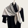 Temperament navy blue beige twill smooth silk scarf square scarf 91cm versatile square scarf shawl spring and autumn new scarf