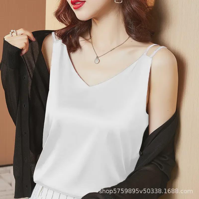Summer V-Neck Sleeveless Camisole for Women – Slim Fit Vest Top