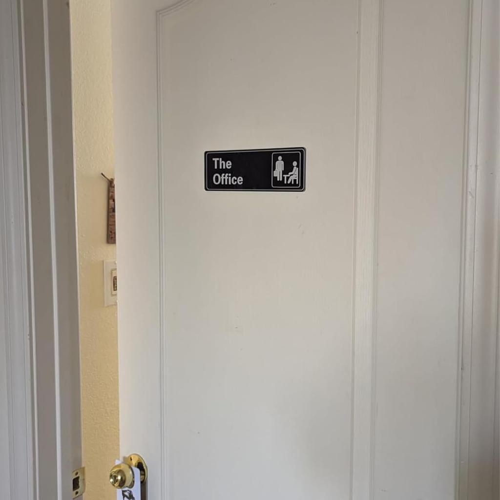 Office Sign - Self-Adhesive 9 x 3 Inch Door or Wall Name Plate - Acrylic (Black and White)