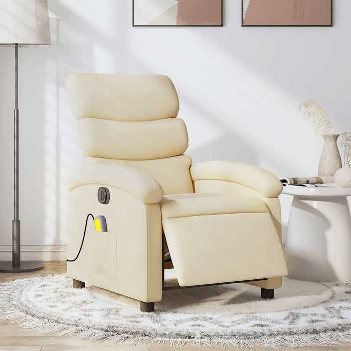 VidaXL Electric Massage Recliner Cream Fabric 3203975