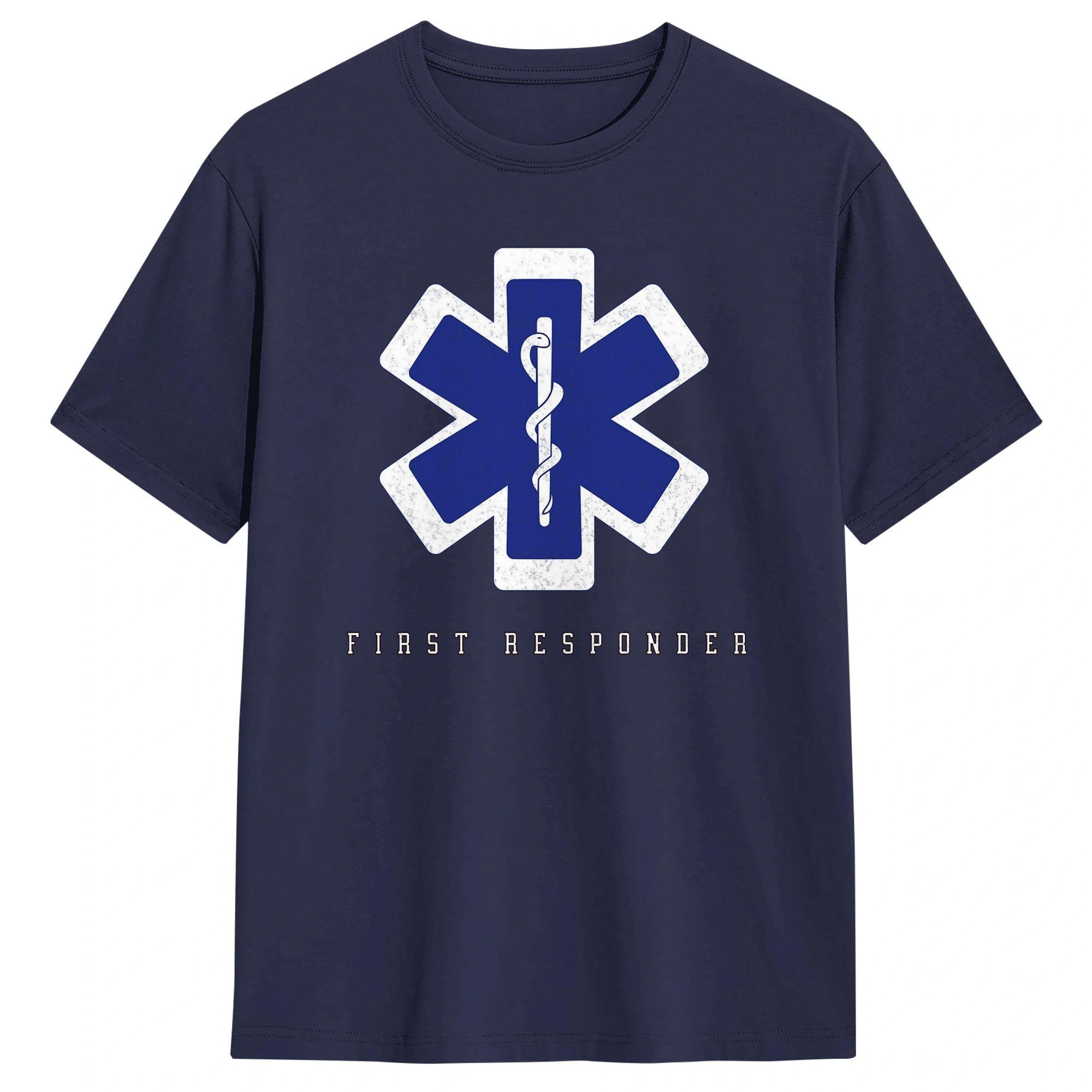 

First Responder T Shirt Summer Star of Life Cotton T Shirts For Mens Design Tshirt Short Sleeve Vintage Tops 4XL