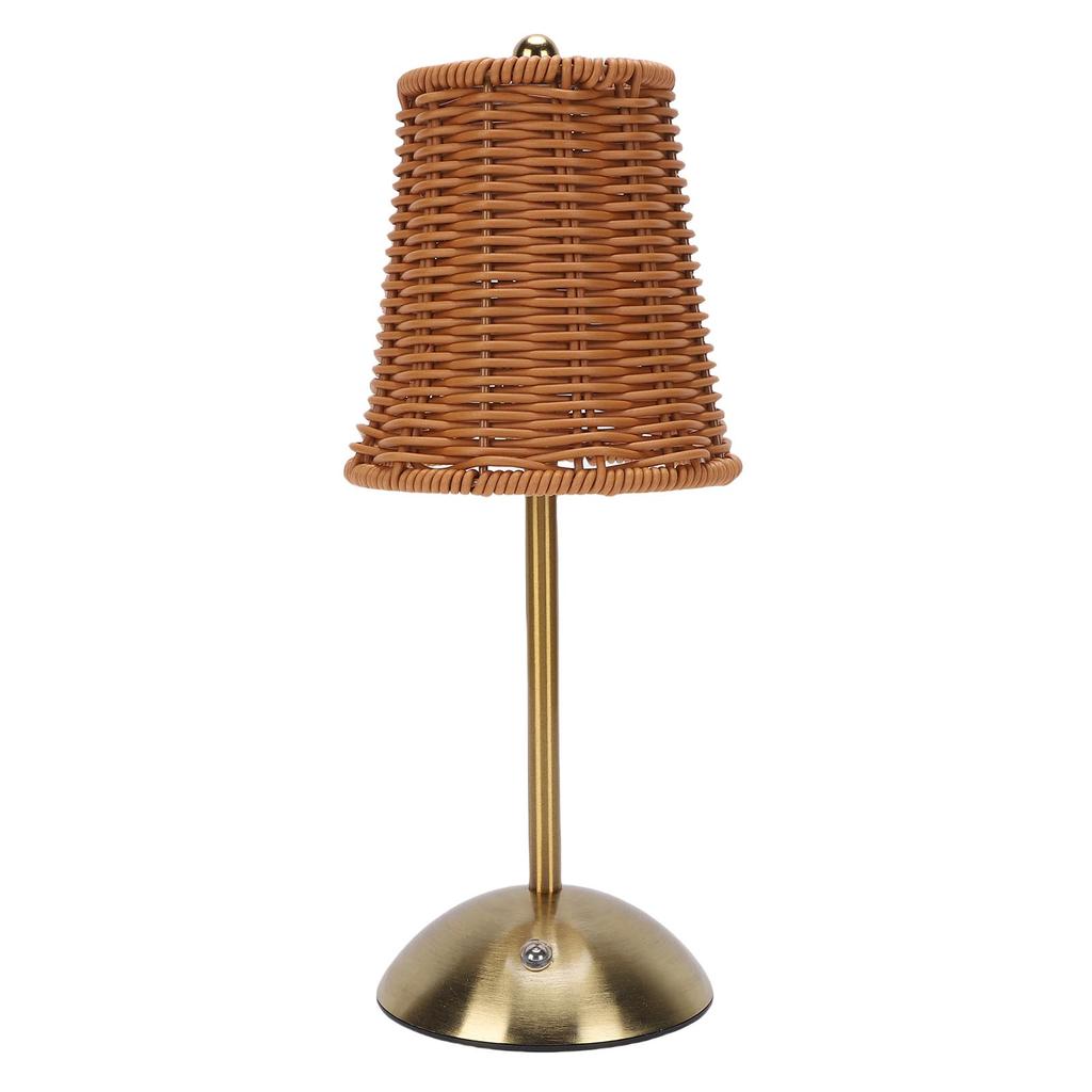 Vintage Rattan Table Lamp LED Dimmable 3 Color Temperatures Rechargeable Cordless Bedside Lamp for Bedroom Living Room