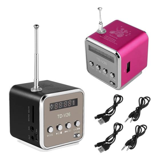 

2 шт. Мини Bluetooth-совместимый музыкальный плеер портативный динамик 3,5 мм аудио вход регулятор громкости перезаряжаемый FM радио цифровая музыкальная шкатулка