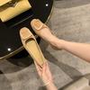 Autumn Round Toe Suede Commuter Flats: Elegant Square Buckle Design for Women