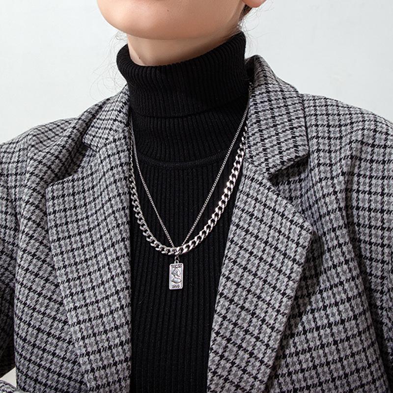 Women's Light Luxury Washable Titanium Steel Hip Hop Clavicle Necklace - Trendy Cold Style Sweater Chain Accessories