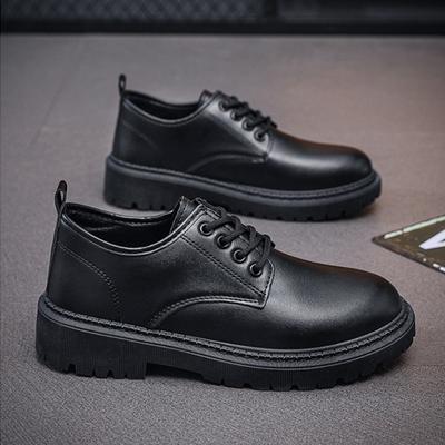 Leather Casual Shoes for Men Black Business Shoe Waterproof Kitchen Work Shoes Lace-up Thick Sole Male Shoe 2024 Non-slip Flats
