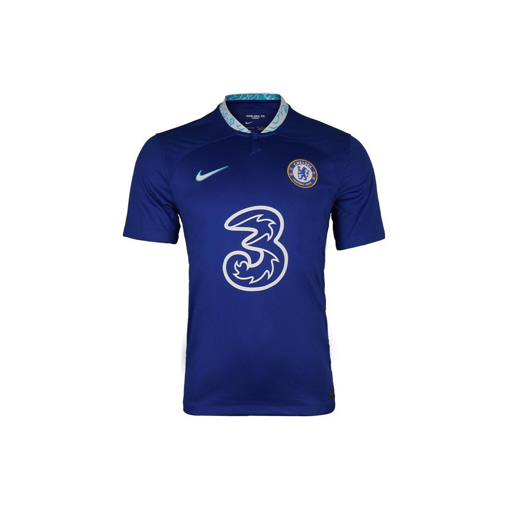 Nike 2022-23 Chelsea No. 3 Home Kit Short Sleeve Jersey with Digital Logo Men Tops Blue DM1839-496