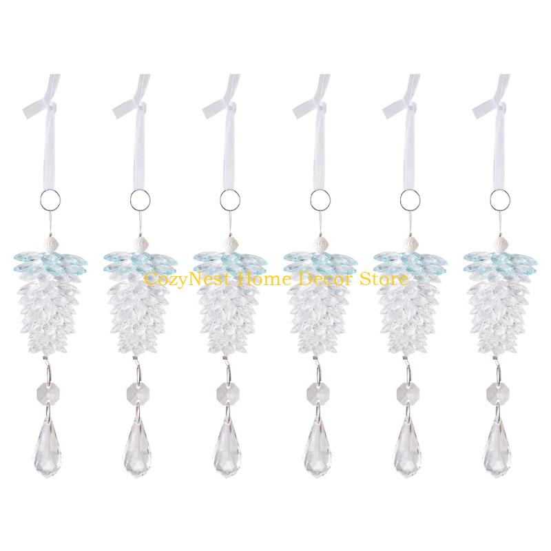 92MF 6 Pcs Simulated Pinecone Pendant Ornament Christmas Decorations Easy To Use For Home Party Garden Decoration
