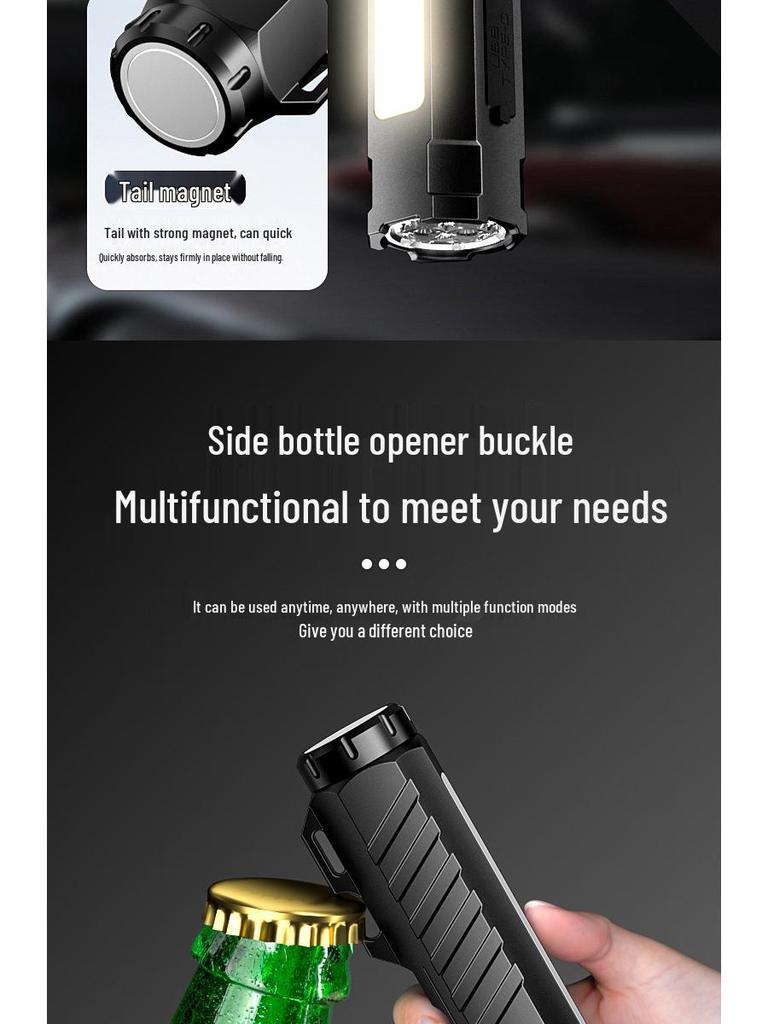 High-Intensity Black Aluminum Flashlight with Colorful Neon Light and Long Battery Life: Outdoor Multifunctional Torch