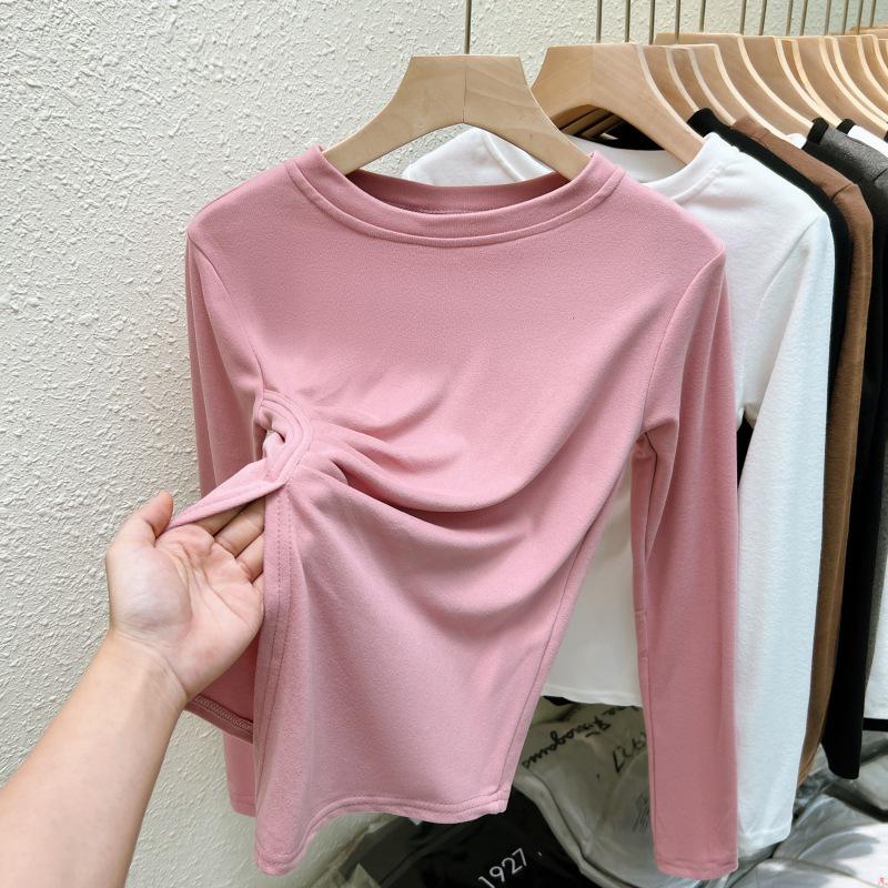 

Рубашка из немецкого бархата с разрезом снизу — новый тренд нестандартного дизайна осени 2025 года XL розовый