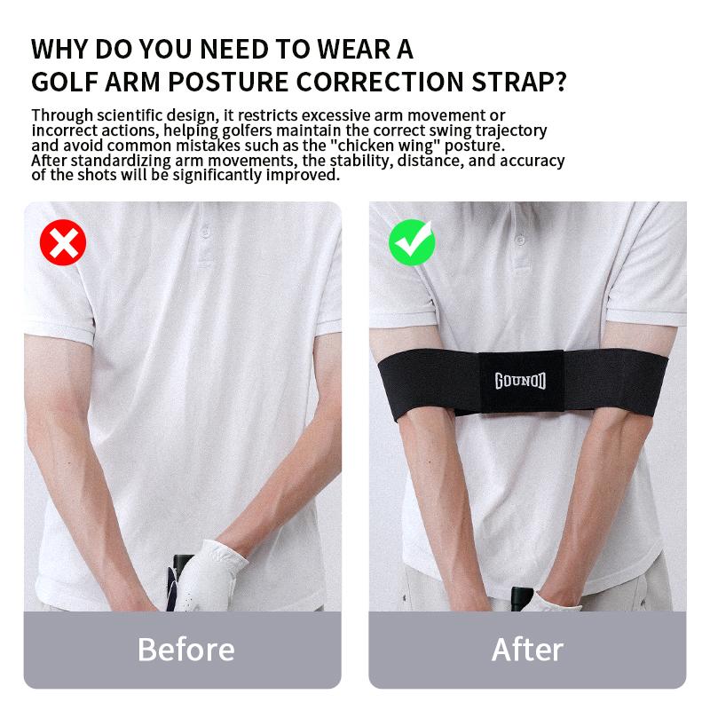 Black Golf Swing Training Aid Corrective Armband Belt for Outdoor Practice Exercises