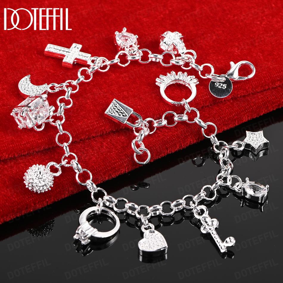 925 Sterlingové stříbro Módní přívěskový náramek Svatba Šperky