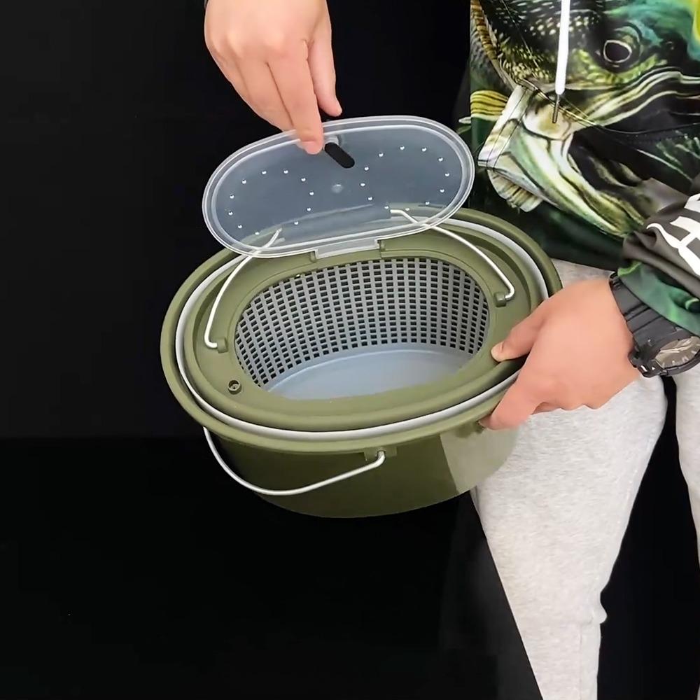 2-in-1 Fishing Box Detachable Fishing Draining Basket Durable Fishing Bucket Camping