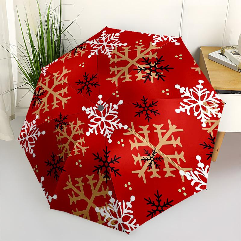 1pc Christmas Snowflakes Pattern Umbrella with Plastic Handle,Compact & Stylish,Cartoon Pattern,Outdoor UmbrellaPT329