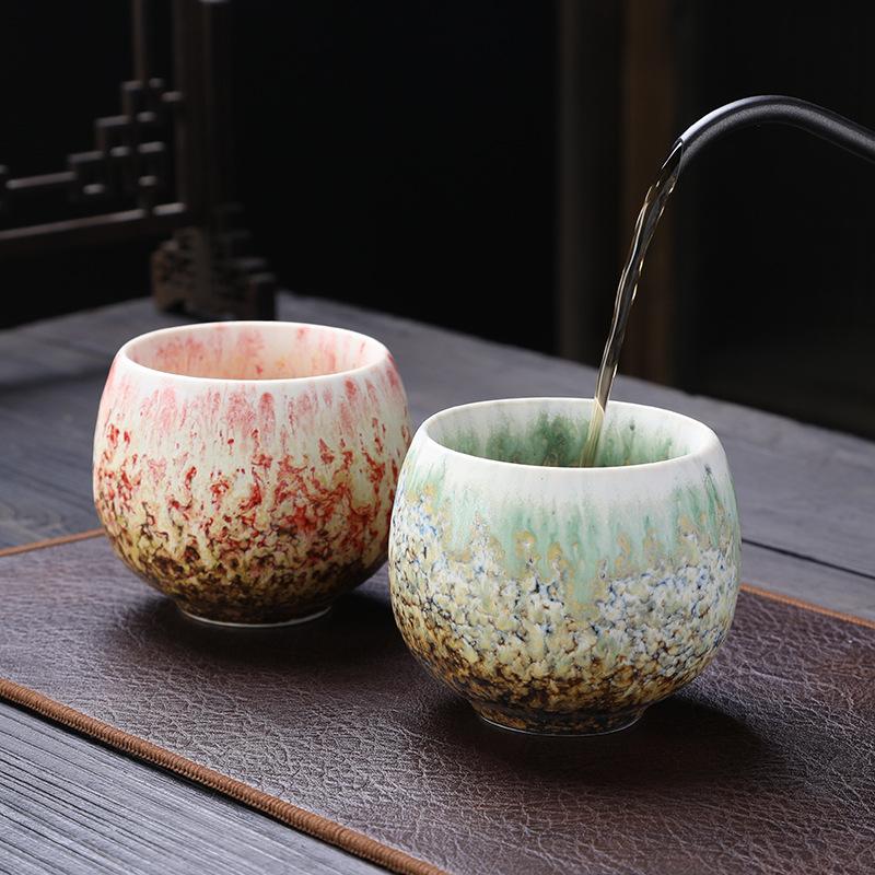 Japanese Style Ceramic Teacup Kiln Transformation Ceramic Tea Bowl Water Cup Kung Fu Single Cup Creative Teaware Drinkware New