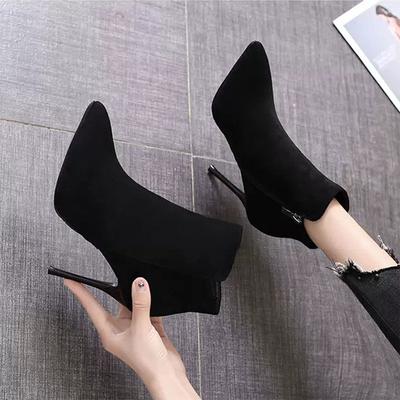 Short Boots Women 2025 Autumn/Winter High Heel Shoes Sexy Black Stiletto Pointed Toe Side Zipper Botines Casual Botas De Mujer