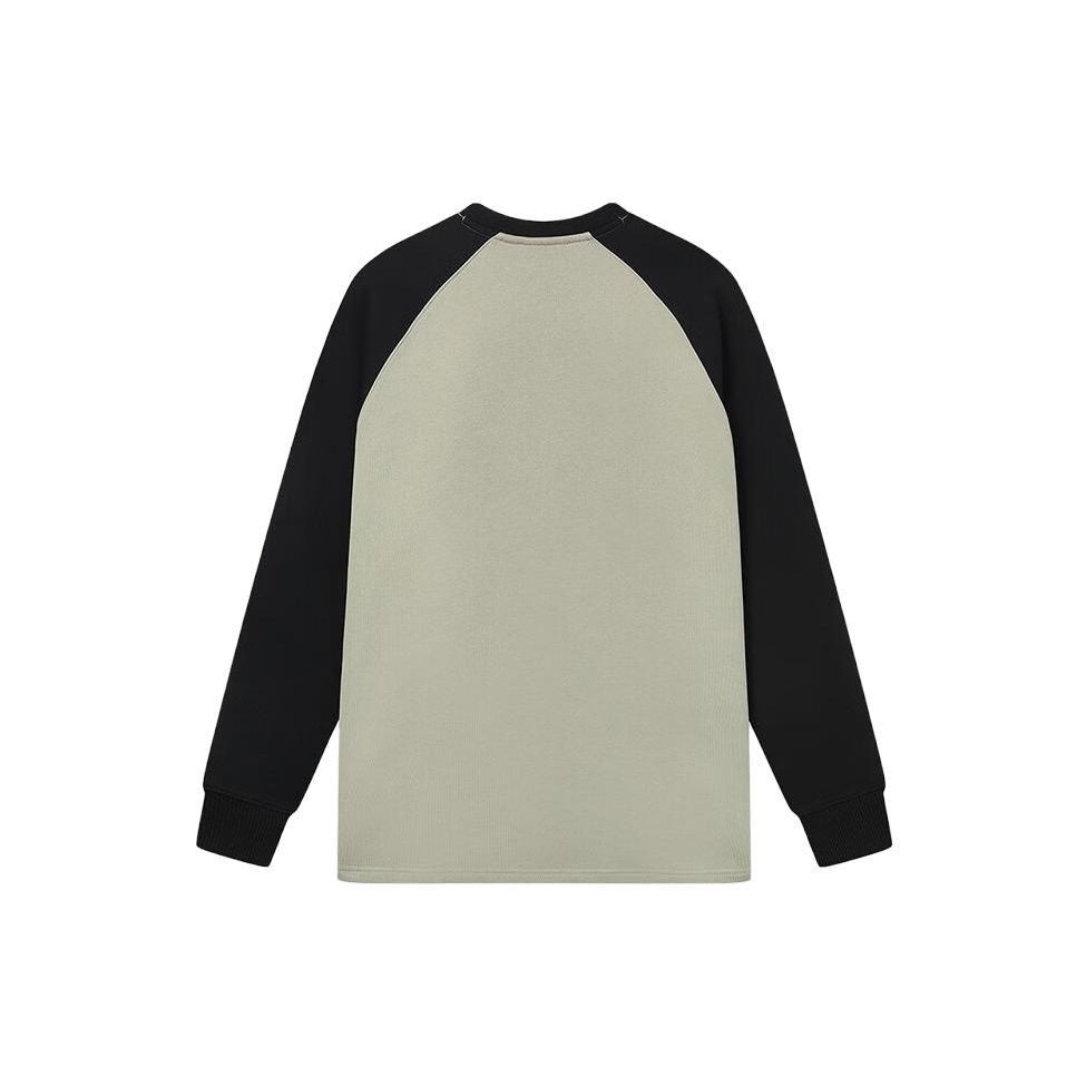 FILA American Vintage Autumn Printed Letter Spliced Round Neck Pullover Sweatshirt Unisex sweatshirt Light-Sand Army-Green F11U339205FKK