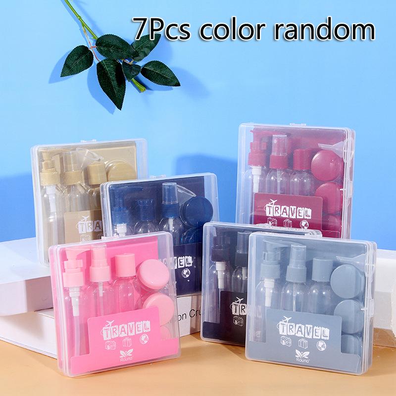 

7/9 шт. набор многоразовых бутылочек для путешествий, дозирующий спрей-лосьон для душа, гель для душа, эссенция, шампунь, косметический пустой контейнер для хранения макияжа