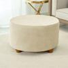 Velvet Round Ottoman Stool Cover Elastic Sofa Footrest Cover Washable All-Inclusive Footstool Seat Slipcover Furniture Protector