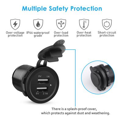 5V3.1A 12V Dual USB Autoladegerät mit Panel Wasserdichte Stromadapter-Buchse für Fahrzeug Boot LKW Motorrad Steckdose Strom