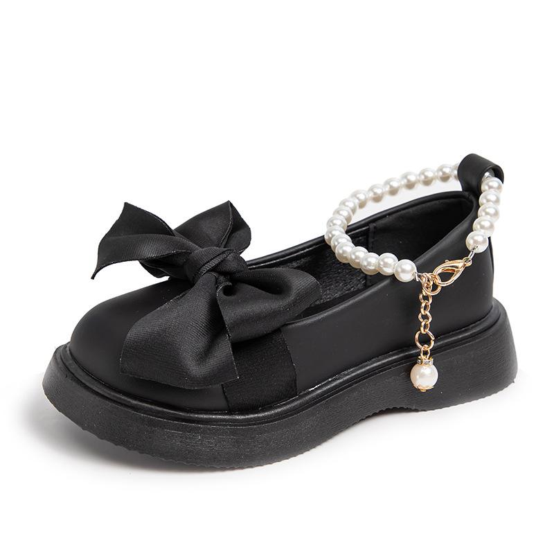 Dětské boty Dívčí kožené boty Měkká podrážka Mašle Dětská bota pro dívku Princeznovské boty Perlové boty Mary Jane Dámské boty Zapatilla Niño