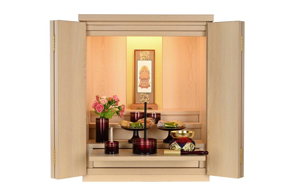 Urbaner Workshop Dainichi Nyorai Hängerolle (Nussbaumfarbe), Holzrahmen, Buddhistisches Altarzubehör, Mini-Größe, Höhe 20cm, Breite 9cm