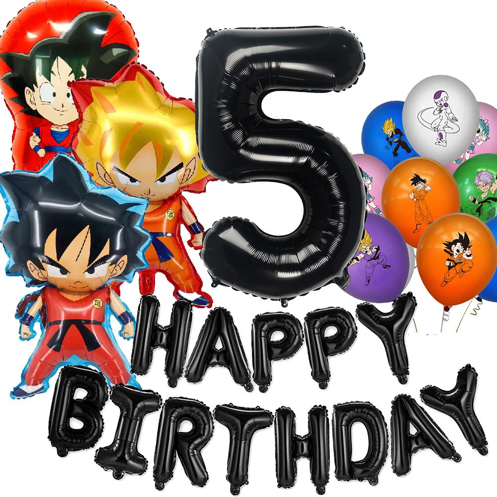 Dragon ball Birthday Decoration Goku Figure Stickers Balloons Disposable Tableware Tablecloth Straw Plates Baby Shower Supplies