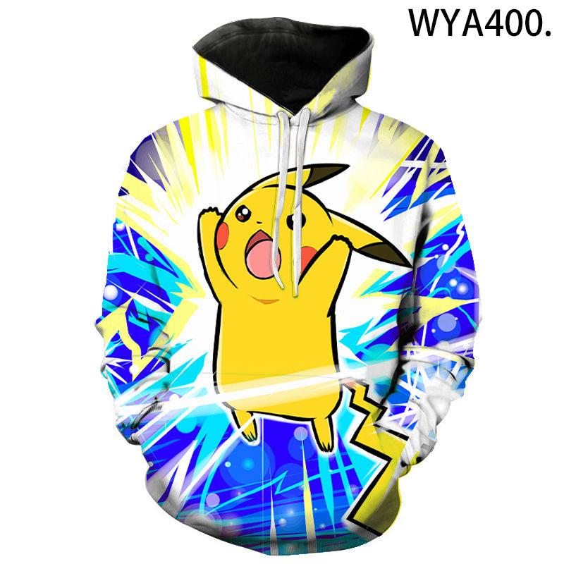 

Детская толстовка с капюшоном с мультяшным принтом Пикачу, костюм Покемона, джемпер с длинным рукавом, забавный, подходит для детей 120