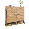 Modern Shoe Rack In Wood Look – 4-Door Shoe Cabinet – Space-Saving Shoe Cabinet for Entrance Area, Hallway or Hallway – Sturdy and Stylish