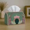 1pc Party Tissue Box,Bohemian Art Nouveau,Multifunctional Tissue Holder,for Lotus Floral Spiritual Symmetrical,Outdoor Party Supplies, Everyday Deskto