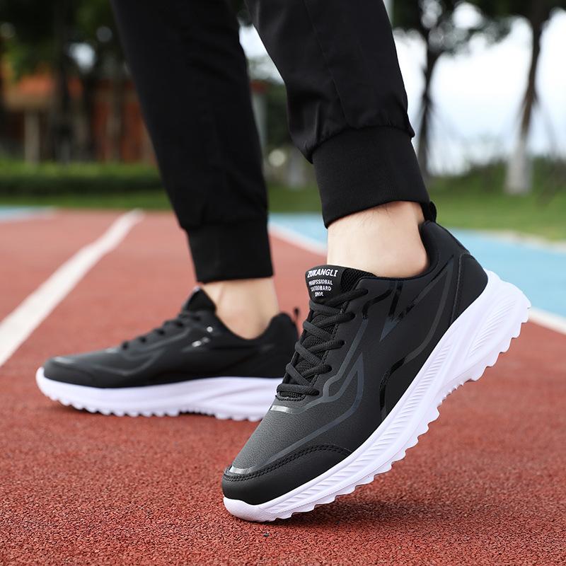 Xiyin large size lightweight soft sole men's sports shoes leather surface waterproof casual running shoes men's shoes spot