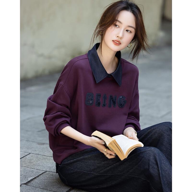 Demana Women's Air Layer Embroidered Polo Collar Sweatshirt