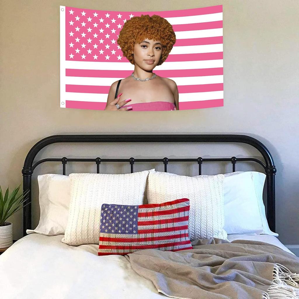 WENWELL Ice Rapper Spicy flag 3x5 Ft Outdoor Indoor,pink Icespice Poster n flag tapestry for Bedroom Living room dorm wall with Brass Grommets Vivid
