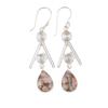 Rosa Opal Türkis Edelstein 925 Sterlingsilber Schmuck Handgefertigte Ohrringe 2,4" EE-86-31