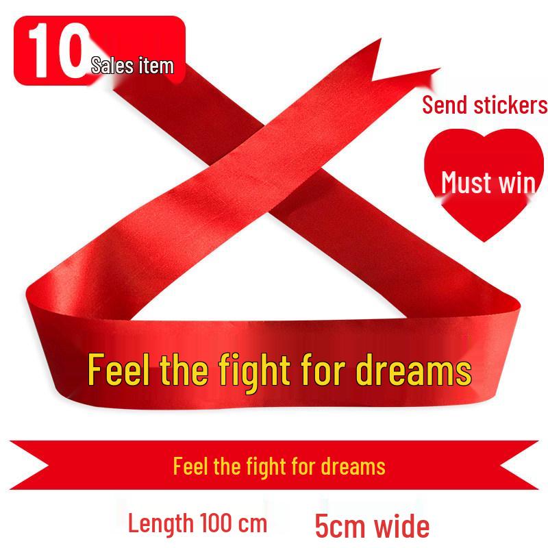 Custom 'Go for it' Headband & Wristband Set: Perfect for School Entrance Exams and Sports Meets - Red Ribbon Design