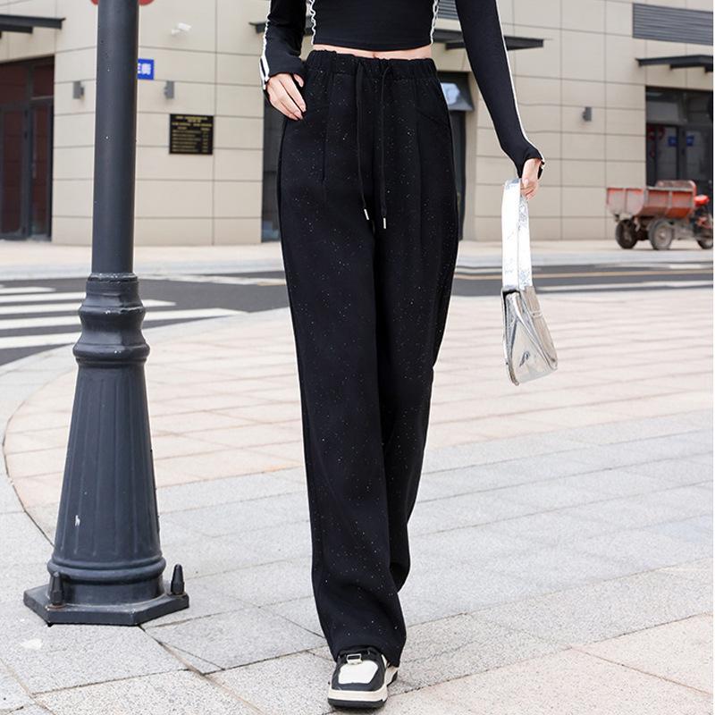 

Женские свободные спортивные штаны с высокой талией, черного и серого цвета, с широкими штанинами, весна/осень, японский и корейский стиль 2025 года XXL чёрный