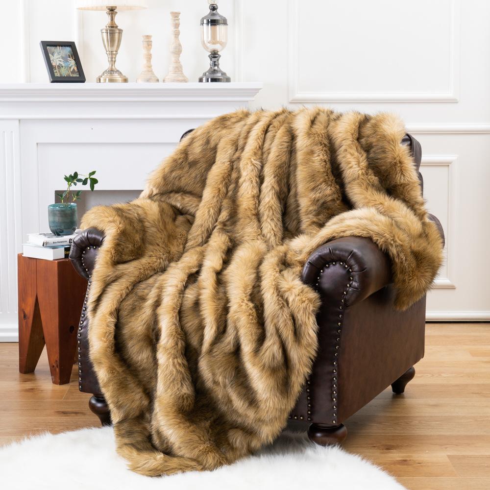 High End Imitation Fox Blanket Minimalist Ins Style Faux Leather Blanket PV Velvet Blanket Bed End Blanket