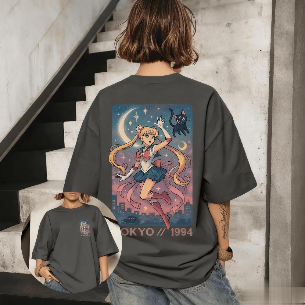 

Sailor Moon Anime Graphi T Shirt Women Unisex Vintage Oversized Short Sleeve Tee Casual Streetwear Summer Top Y2k Clothes S