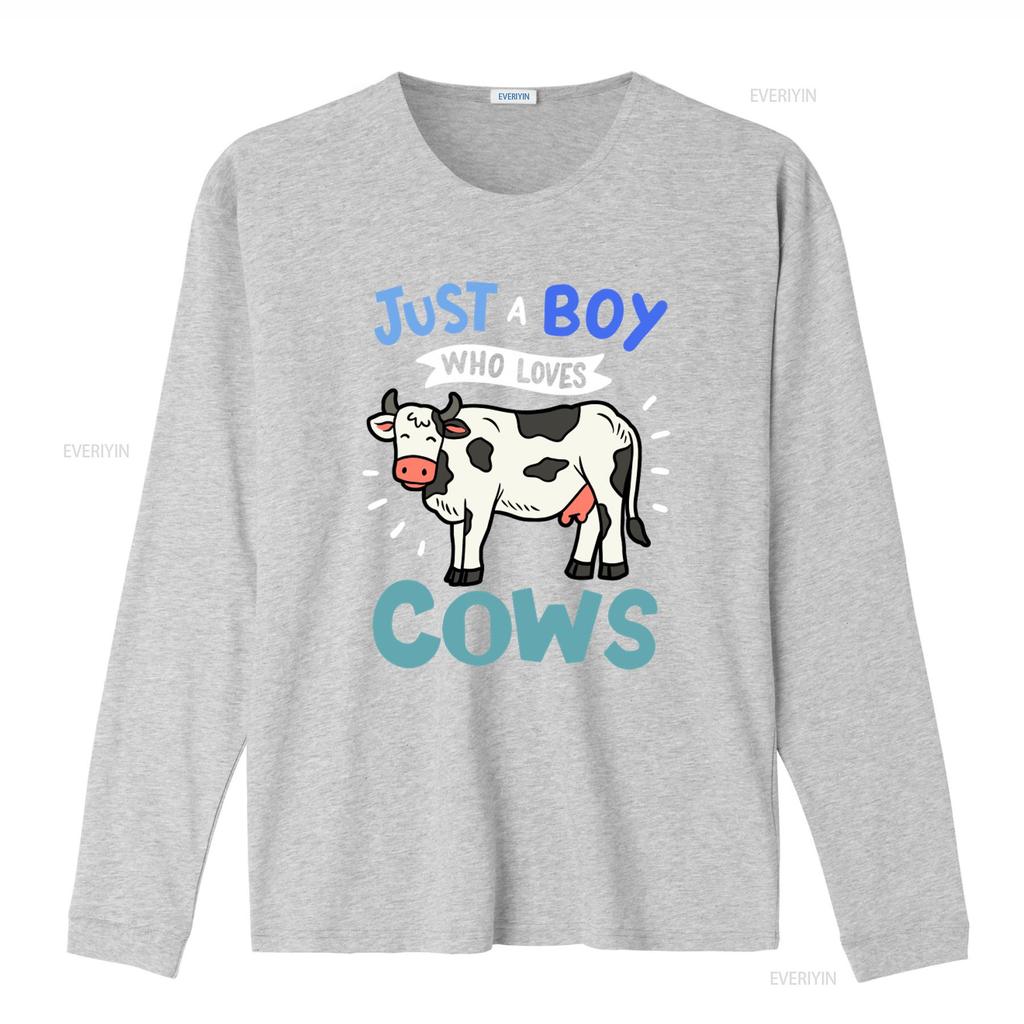 Cow Just A Boy Who Loves Cows T Shirt For Lovers Print Vintage Washed Versatile Slightly Casual Breathable Stretched
