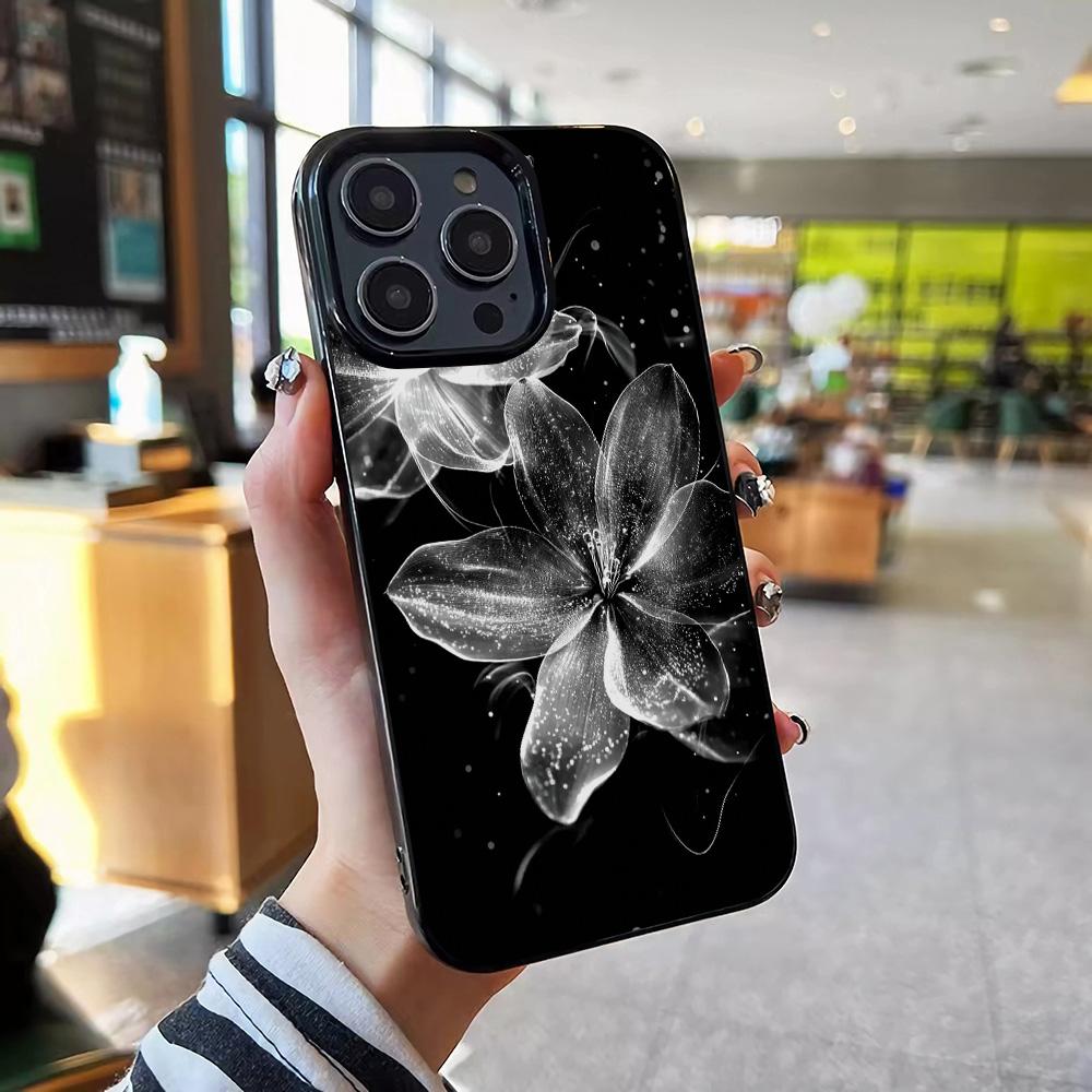 Luxury Case For Iphone 16 Pro Max SGlowing Flowers Phone Case For IPhone 16 Plus 15 14 13 12 11 17 Air Soft Black Back Cover