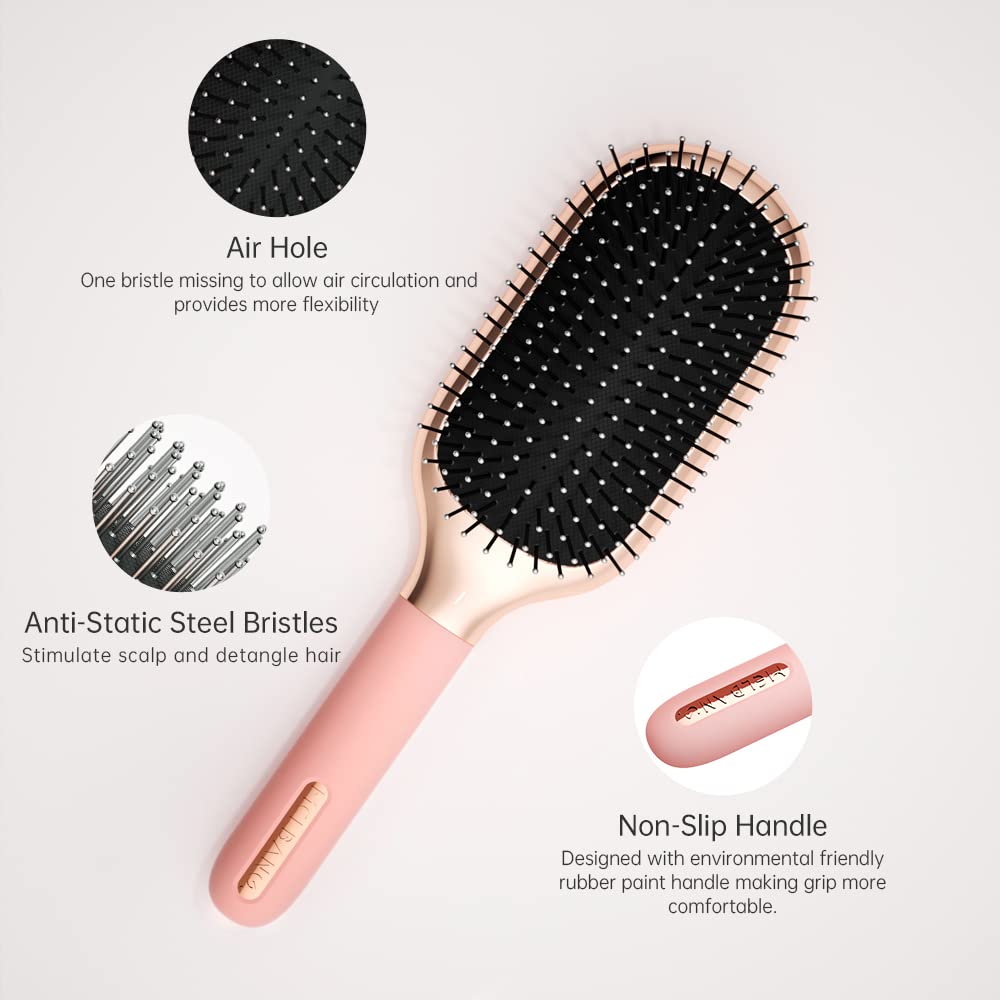 Melbang Thick Curly Hair Brush, Adds Shine and Smoothness to Thin, Long, Short, Wet or Dry Hair, Paddle Hair Brush, Unisex, Kids
