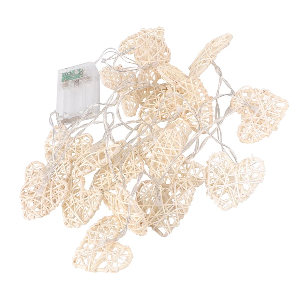 1.2m Heart Shaped LED Light String 10 Lamps Warm White Long Life Powered Low Consumption High Brightness for Wedding