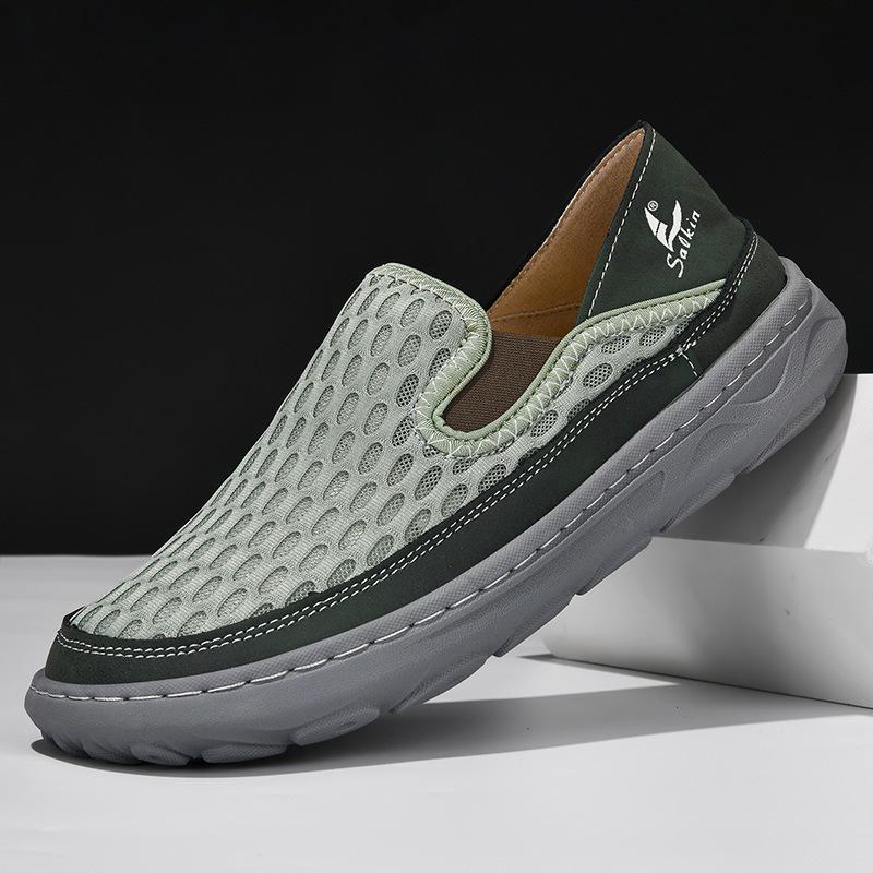 Men's Summer Breathable Mesh Slip-On Shoes with Soft Sole and Anti-Slip Design