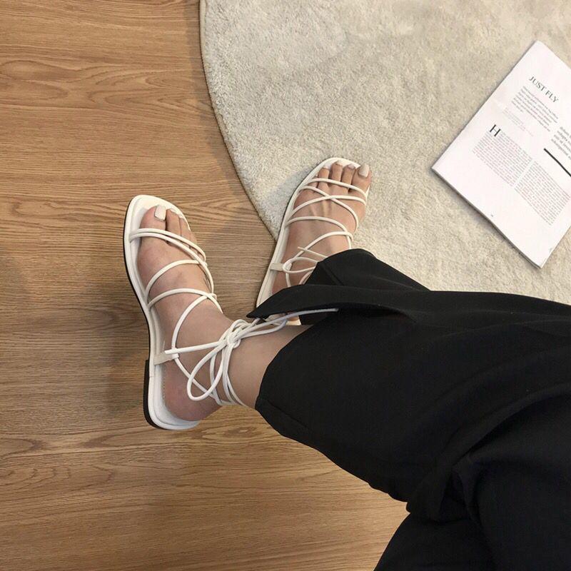 Fashion Women Sandals Summer 2024 New Beach Sandals Fashion Sexy Flat Casual Shoes for Women Cross-Tie Open Toe Casual Sandals Women