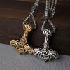 European and American Retro Personality Thor's Hammer Stainless Steel Men and Women Pendant Retro Hip Hop Trend