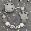 Free Personalised BPA Free Silicone Baad Dummy DIY Silicone Baby Pacifier Custom Clip Name Colorful Pacifier Chain Teething Gift