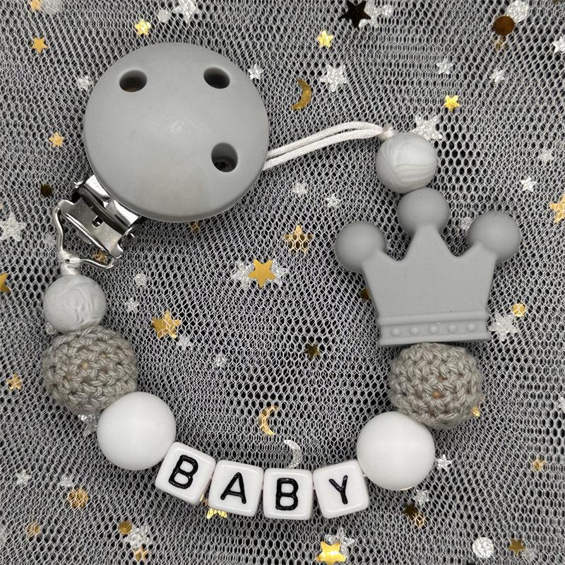 Free Personalised BPA Free Silicone Baad Dummy DIY Silicone Baby Pacifier Custom Clip Name Colorful Pacifier Chain Teething Gift